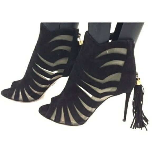 Black Paul Andrew 'Hanaa 90' Suede Cutout Booties - 36 - Picture 5 of 10